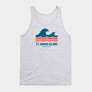 St Simons Island Georgia Vintage Wave Tank Top